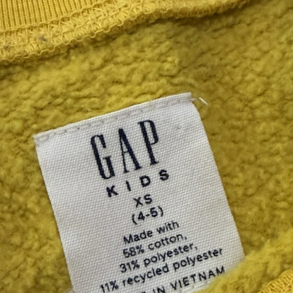 GAP Kids Yellow Sweatsuit Set 2pc  Sweatshirt Joggers Girls XS 4/5 School